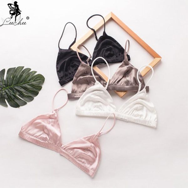 

bras leechee ladies brassiere silk push up bra wire bralette french triangle cup lingerie comfortable for women, Red;black