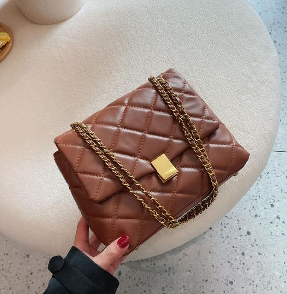 

hbp plaid square messenger bag 2021 fashion new pu leather lady designer handbag chain shoulder messenger bag