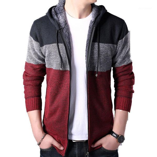 

men's sweaters autumn winter men hoodies cardigan striped knitted mens hoody sweatercoats brand male fleece 3xl1, White;black