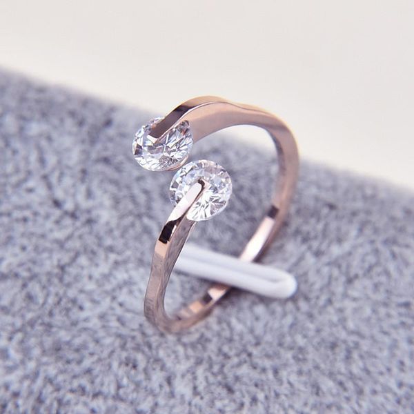 

wedding rings martick selling double shining cubic for woman adjustable rose gold color stainless steel jewelry r30, Slivery;golden