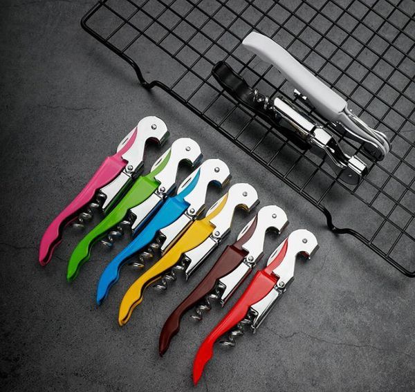 

stainless steel cork screw corkscrew candy color multi-function wine bottle cap opener double hinge waiters cork bbyjzq ladyshome