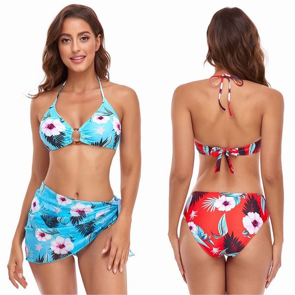 ZL0490 Costume da bagno sexy con scollo all'americana a triangolo stampato da donna Costume da bagno donna con bikini a tre punte Biquini femminile Costume da bagno estivo da spiaggia