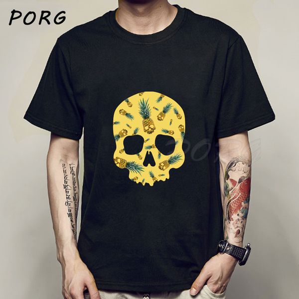 

skull pineapple short sleeve trendy chic kawaii summer loose aesthetic tshirt loose male s o neck sport hooded sweatshirt hoodie men t shirt