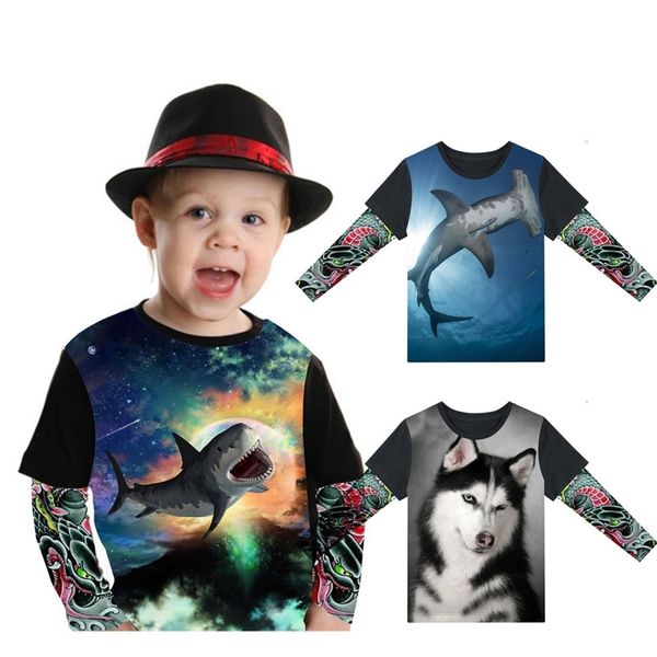 

new children clothing boy t shirt children tattoo new big girls clothing summer kids baby brand short sleeve child y200409, Blue