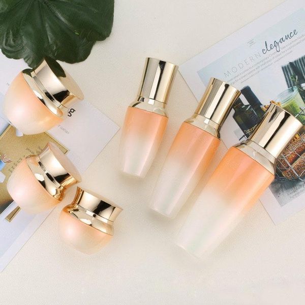 

storage bottles & jars 6pcs/set empty refillable gradient pearl glass lotion pump cream box package cosmetics makeup tools set