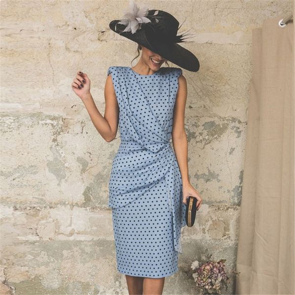 

2021 new the hip sack dressed at night fashion polka dot sleeveless summer lady's office uxh7, Black;gray