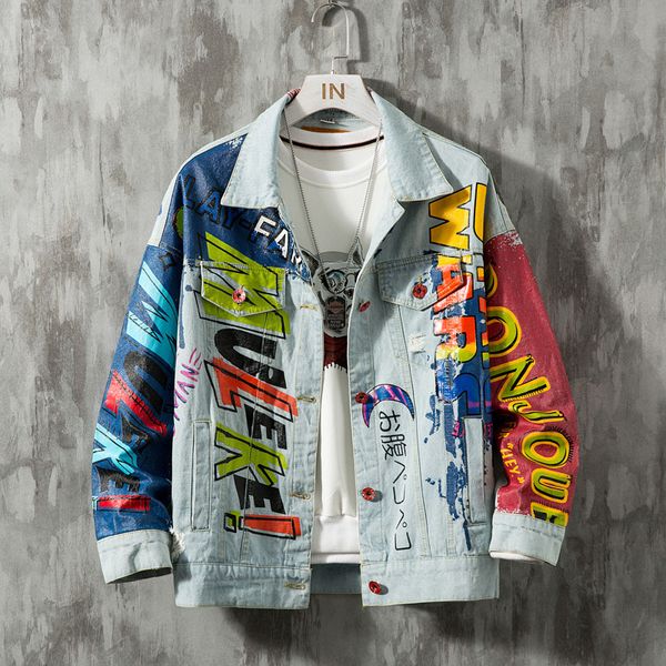 

2020 new hip hop fashion printed denim spring men's jacket streetwear short-style waistcoat jvkn, Black;brown