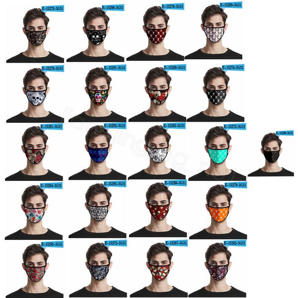 

printed floral protective cover mouth dustproof skull masks 3d digital printing mask earloop reusable for kids cyf4295