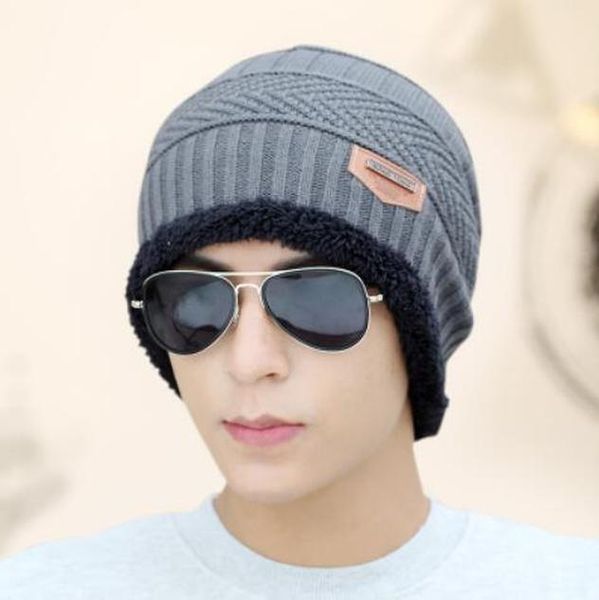 

fashion knitted winter hats for men thick and warm men hat autumn women beanie hat winter cap wool ski hats beanies bonnet bbynys alice_bag, Black;white