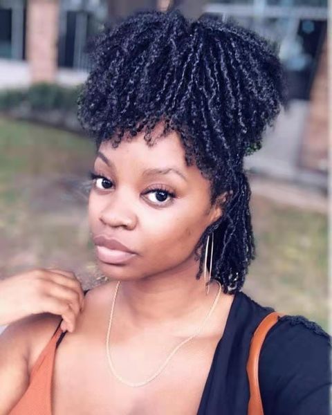 

3c 4a jerry curly human hair ponytail with fringe bang updo hairpiece jet black afro kinky curly puff brazilian hair ponytail extension 120g