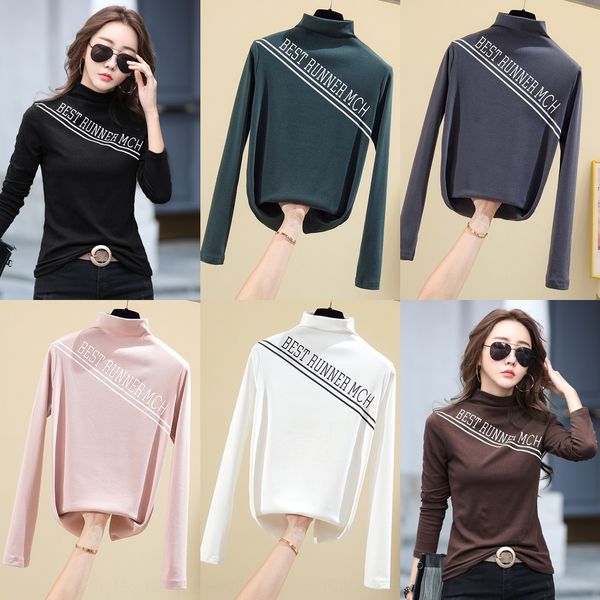 

d73gg women's half high collar coat autumn and long with denim bottomed shirtred with net insidethickened winter sleeve t-shirtwomen&#0, White