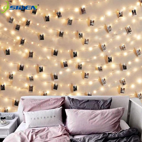 

светодиодные световые огни 2m / 5m / 10m photo clip fairy lights открытый аккумуляторная гирлянда рождественские украшения вечеринка свадьба