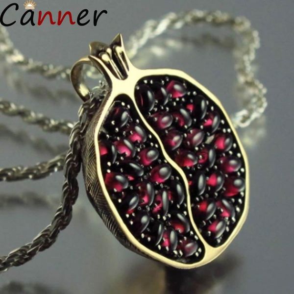 

pendant necklaces canner bohemian women statement long chain necklace pomegranate red stone garnet gift f4, Silver