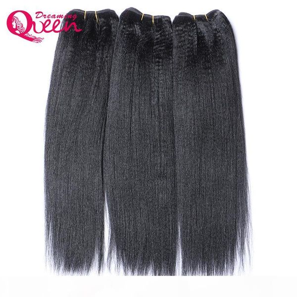

brazilian light yaki hair bundles virgin human hair coarse yaki india yaki weaves 100% unprocessed hair natural color 3 pieces ing, Black