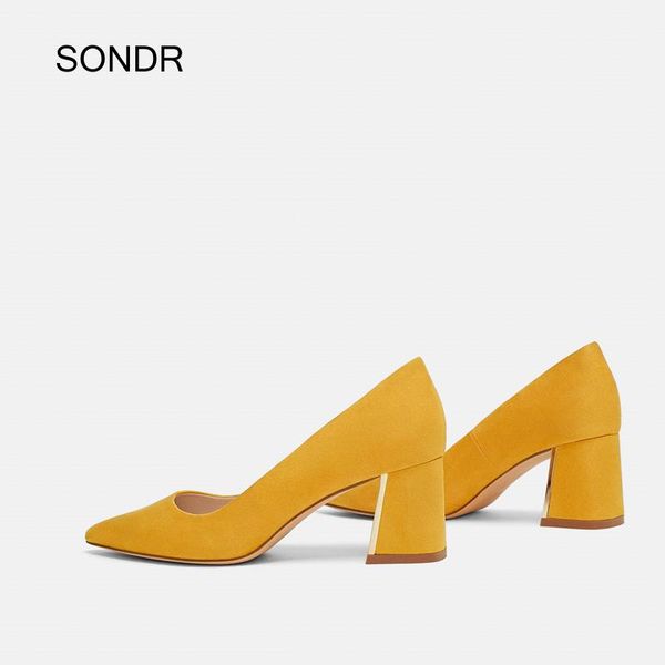 

med heels shoes women pumps pointed toe spring fashion office&career ladies footware thick heels female elegant zapatos de mujer, Black