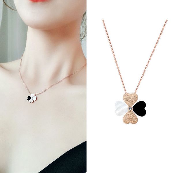 

blast rose gold necklace female titanium steel collarbone chain korean version does not drop color net red pendant honey short neck, Silver