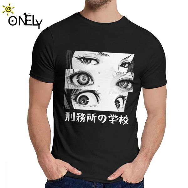 

sport man's o-neck prison school t shirt eyes glitch sad japanese t-shirt popular for man natural cotton la camiseta ing