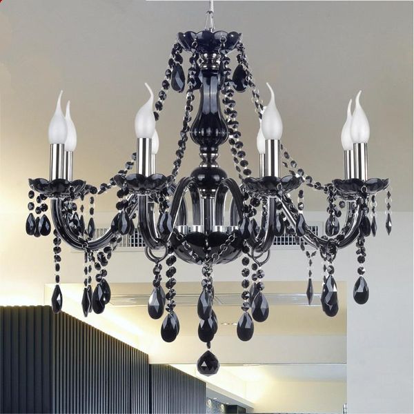 

modern black crystal chandeliers ceiling lighting for living room bedroom indoor lamp k9 crystal lustres de teto hanglamp pendant lamp