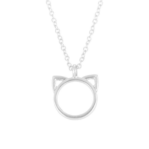 

fashion jewelry purrfection cat ear alloy pendant short necklace women gift, Silver