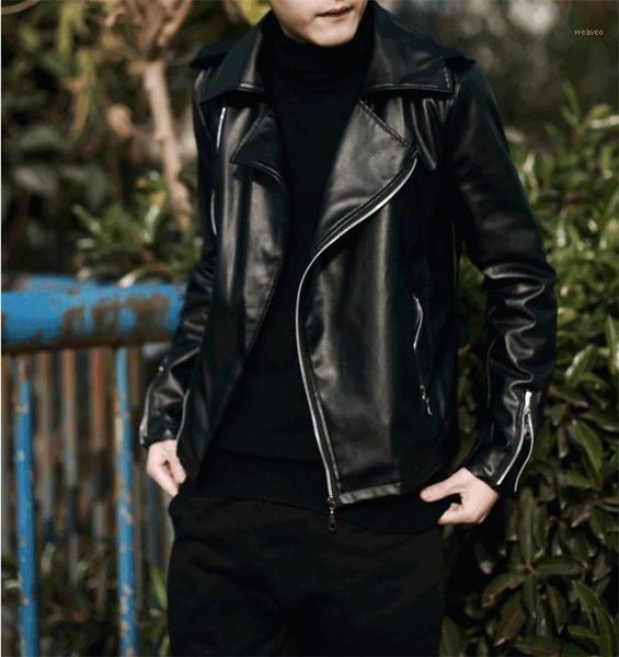 

men's pu leather jacket coats punk fan car leather coat young students handsome jackets fashion casual cotton warm black pu 2xl1