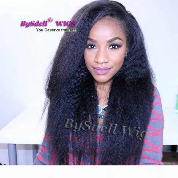 

premium natural synthetic long black kinky straight hair wig soft heat resistant hair italian frizzy kinky curl hair lace front wigs