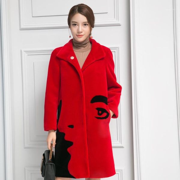 

real women sheep shearing wool coat autumn winter female jacket korean fashion long fur coats f18rt1810 yy4011, Black