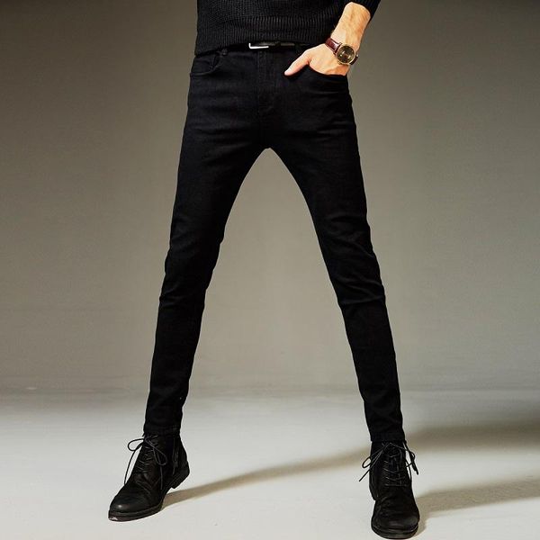 

spring autumn black casual pants men slim fit stretch trousers