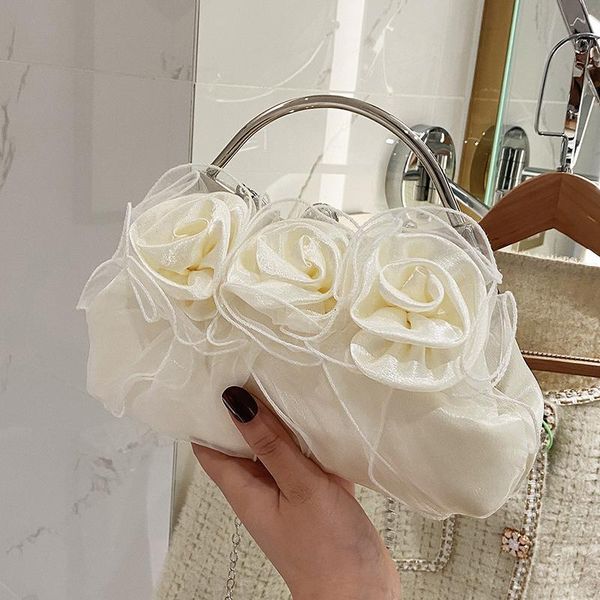 

shoulder bags elegant female small totes with metal handle 2021 women's designer handbag flower chain messenger bag