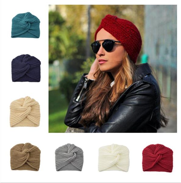 

woman knitted hat cross imitation cashmere beanie bohemian knitted caps hats muslim turbano thickened ski cap turban headwear cz101904, Yellow