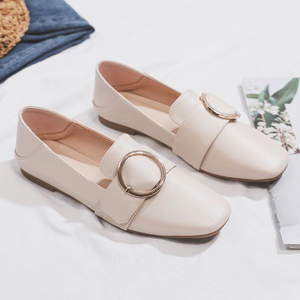 

fashion buckle loafers women casual shoes slip-on pu ladies office shoes big size 43 comfortable women boat shoes, Black