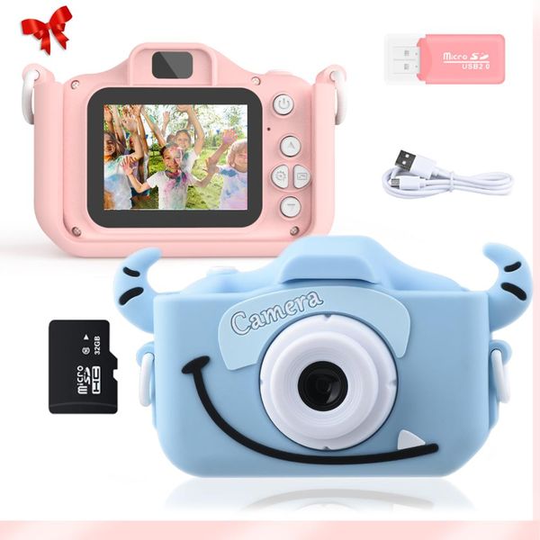 

kids camera 1080p hd with 32g card 2.0 inches color screen dual selfie video game children digital camera toys gift for childrenhello
