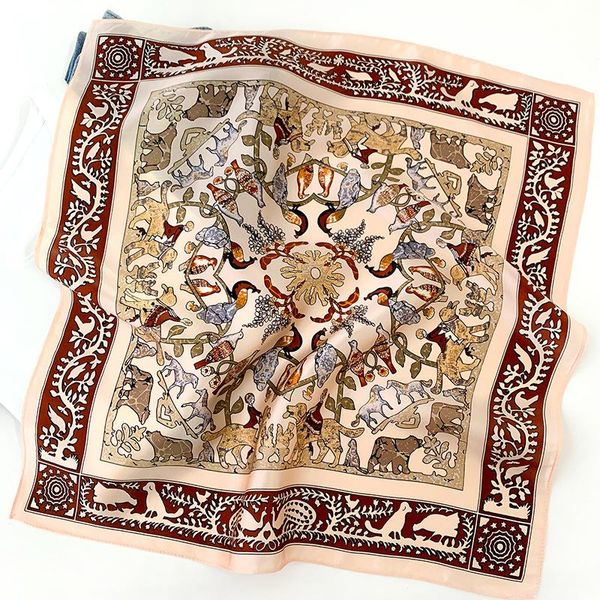 

2020 new silk neck scarf for women hair band print lady neckerchief bandana 53cm square scarves headband wraps tie bbyevj bdehome, Blue;gray