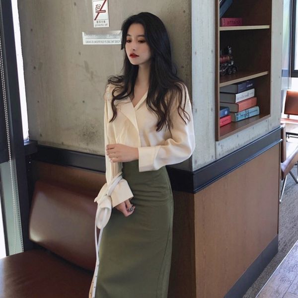 

rnck7 fall 2020 new light ripe hepburn style younger h9g43 goddess clothingdress clothes autumn style professional two-piece set temperament, Gray