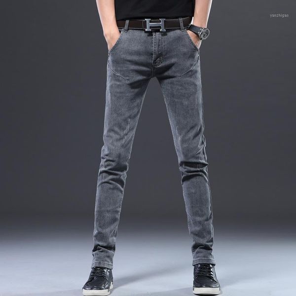 

2020 new men's elastic jeans fashion slim skinny jeans casual pants trousers jean male grey 28-36 distressed1, Blue
