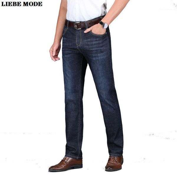 

2020 summer business casual jeans for men stretchy slim denim pants mens soft breathable straight blue jean homme plus size 421