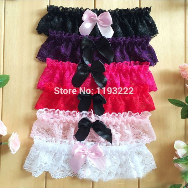 

wholesale women lady cosplay killer maid bridal wedding accessories lace bow bowknot elastic thigh leg ring garter belt, Black;white