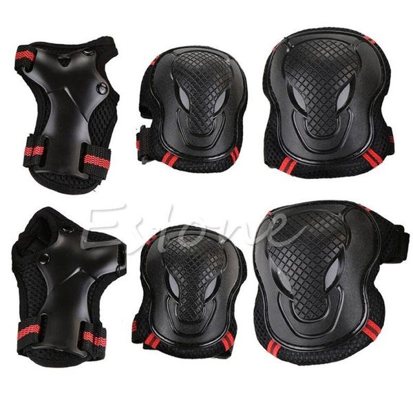 

6pcs set kids skating scooter elbow knee wrist safety pads gear, Black;gray