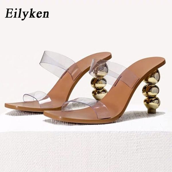 

eilyken strange heel women slippers square toe transparency pvc sandals ladies mules summer gladiator casual slides x1020, Black