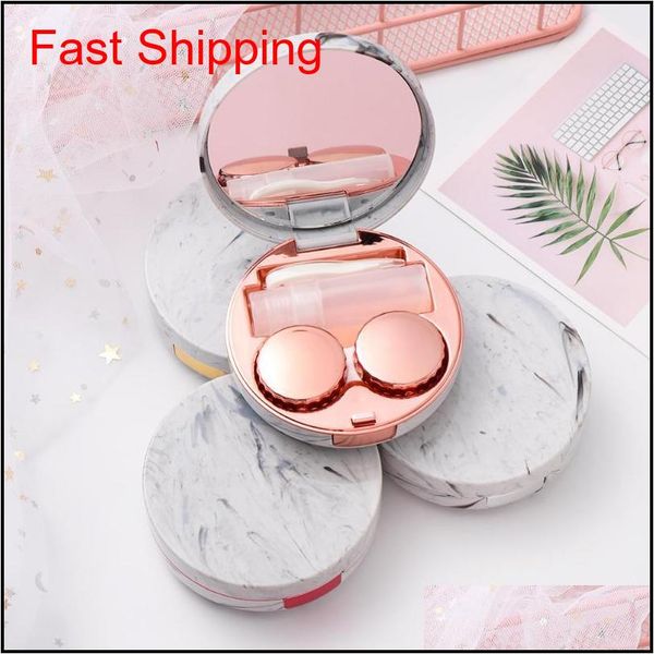 

eie fashion marble stripe contact lens mini colorful round reflective travel holder container storage qylwkh bde_home, Silver