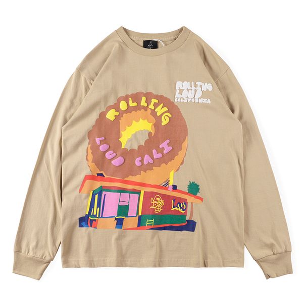

men's t shirts foam doughnut printed long sleeve fashion hip hop mens t shirt size s-xl, White;black