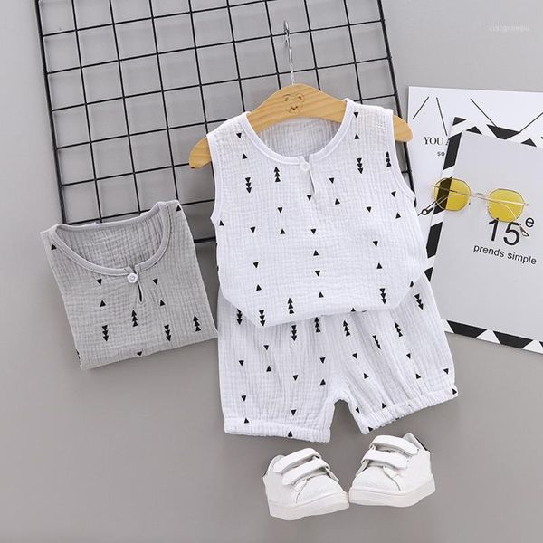 

casual toddler boys outfits baby boy summer clothes newborn boy clothing set sports t-shirt+ shorts geometric print kids clothes1, White