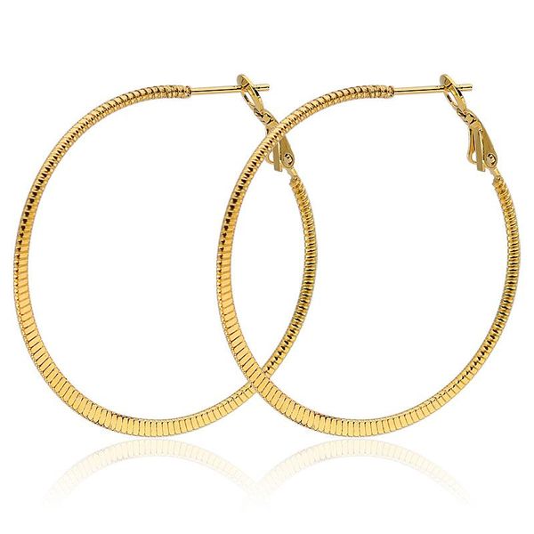 

hoop & huggie serpentine large round stainless steel earrings gold color women ear annulus jewelry gift boucles d'oreilles, Golden;silver