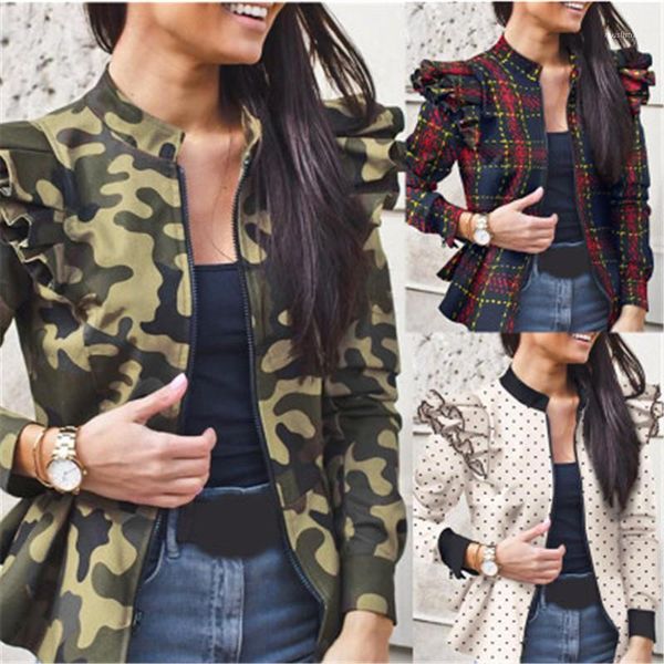 

women pullover jackets designer female loose slim zipper outerwear ladies ruffle jackets coats fashion trend panelled long sleeve cardigan, Black;brown