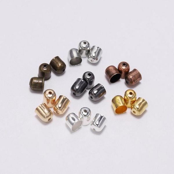 

50-100pcs leather cords bracelets buckle finding end tip tassel caps 3 4 5 7 8 10 mm crimp end beads jllnzd, Silver