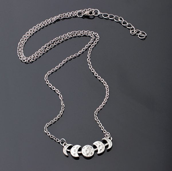 

crescent moon necklace charm jewelry long maxi chain necklace, Silver