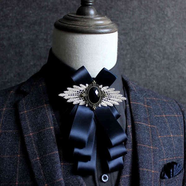 Neue Luxus Schwarz Strass Handgemachte Fliege männer Hochzeit Trauzeuge High-end Britische Junge Business Anzüge Hemd Bowtie schmetterling Y1229