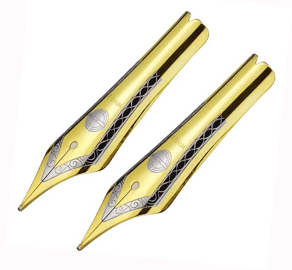2 pezzi / 3 pezzi Wing Sung 699 Pennini per penne stilografiche Pennini di ricambio Dimensioni originali EF/F/M per Wingsung 699, Colore oro/argento 201202