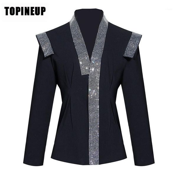 

stitching long-sleeved suit collar capless cool full sleeve commute solid color blazer have personality temperament1, White;black