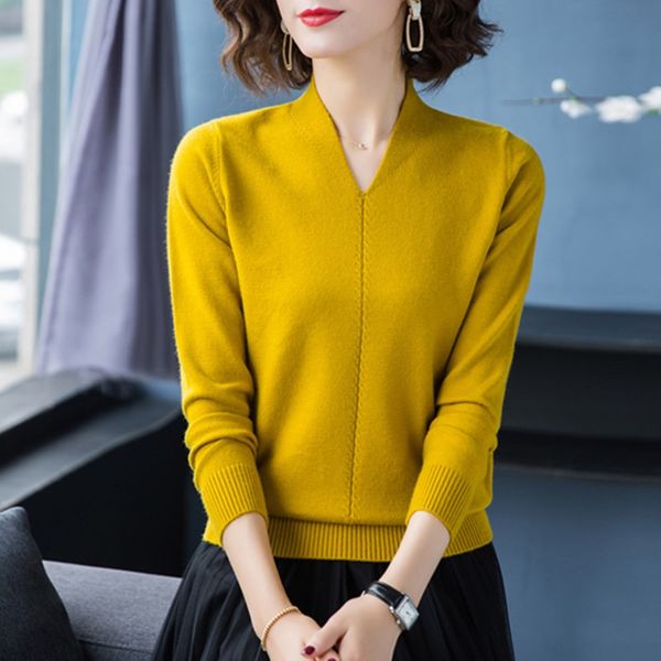 

официальный сайт фото 2019 осень вязать топ knitwearand зима новый v-образный вырез свитера верхней одежды широкая база трикотажа темперамен, White;black