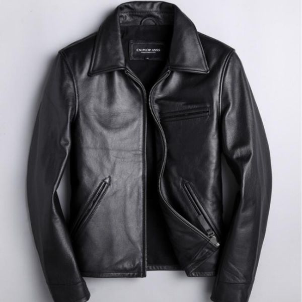 

men's leather & faux mens jacket cow men korean motorcycle real clothing jaqueta de couro 1810 yy1020, Black